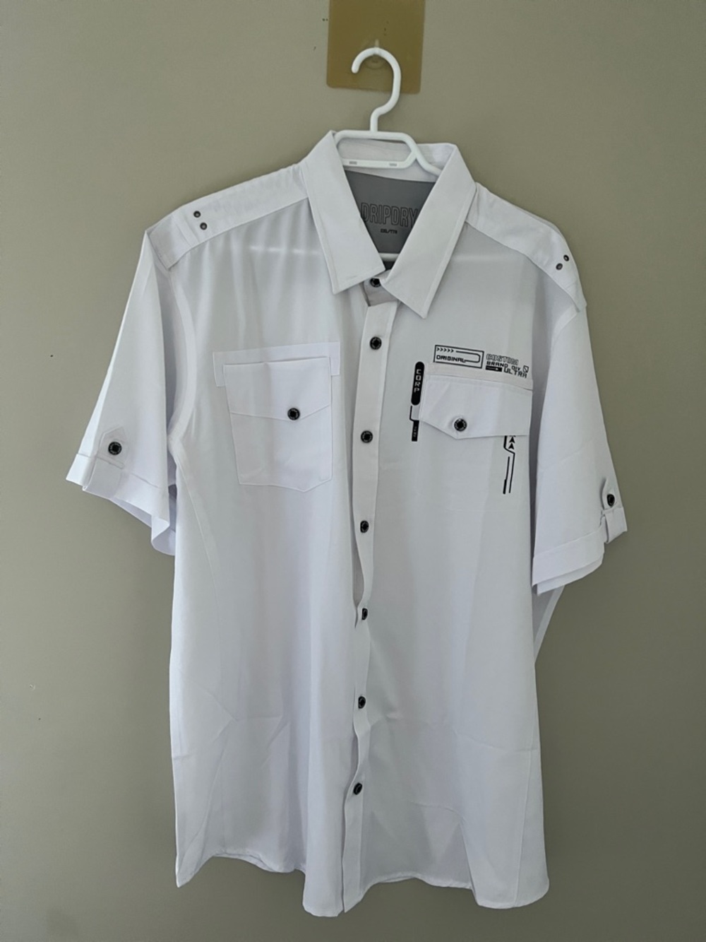 Dripdry White Short Sleeve Button-Up Shirt XXL